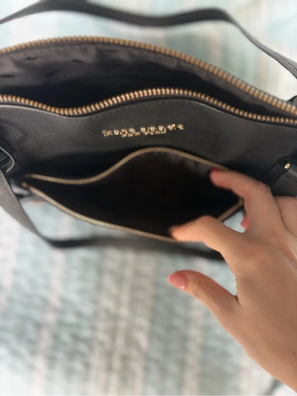 kate spade Black Saffiano Leather Zip-Top Tote